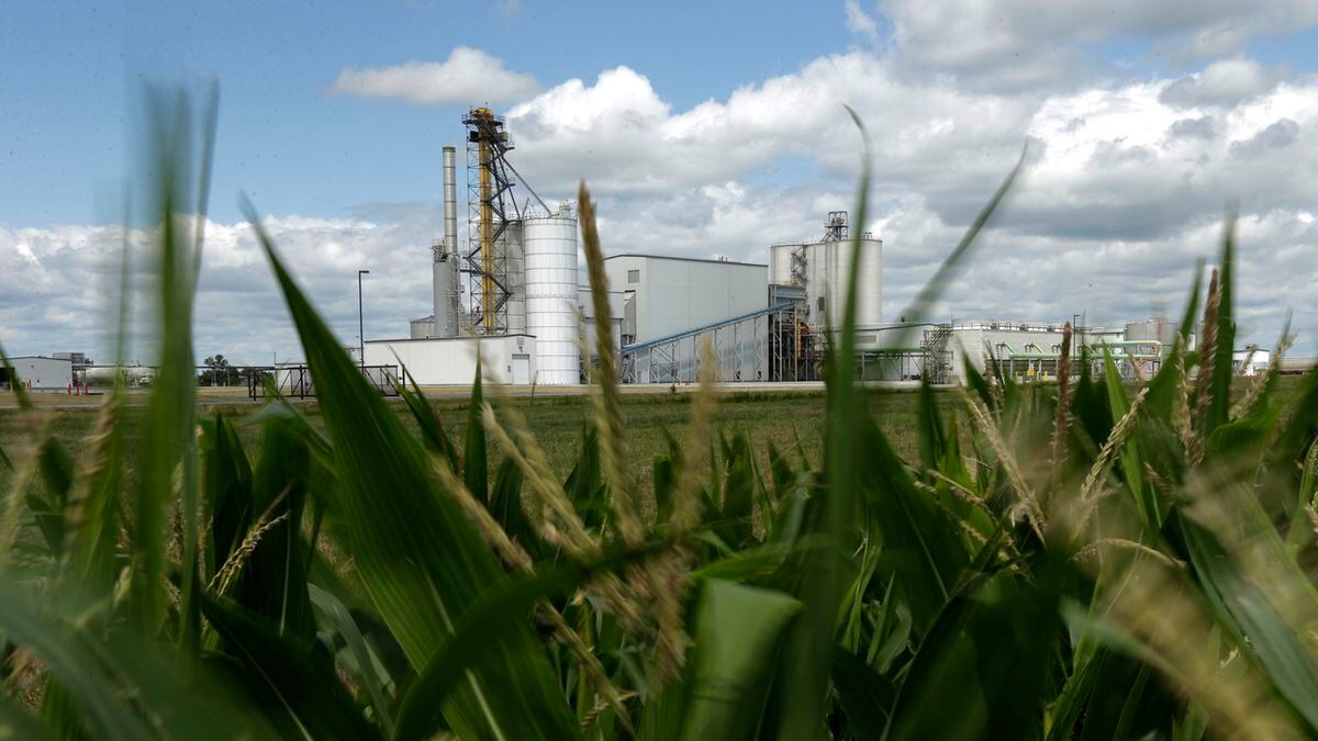 FILE - In this July 20, 2013, file photo, an ethanol plant stands next to a cornfield near...