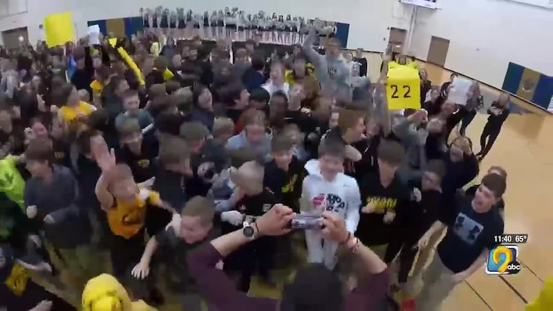 Students at the elementary school Caitlin Clark attended are showing her and her teammates...