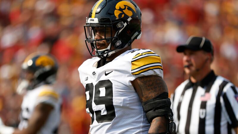 Iowa's Noah Shannon during an NCAA football game on Saturday, Sept. 11, 2021, in Ames, Iowa....