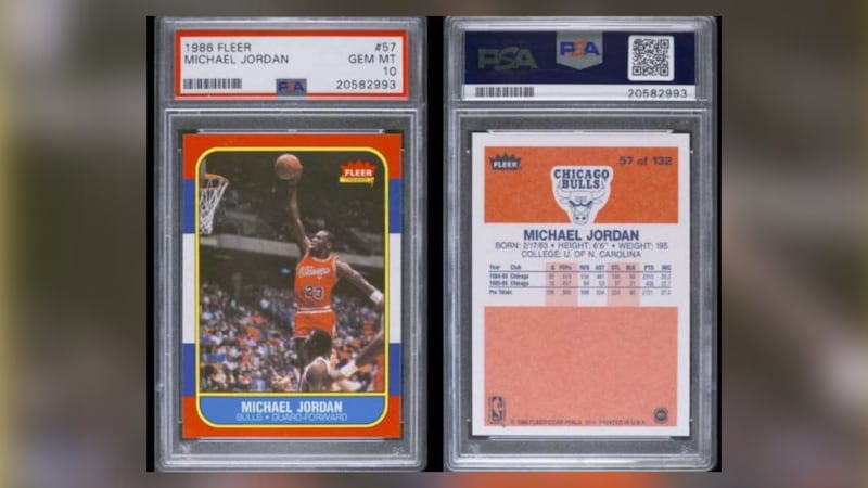 While not the actual card that was sold at auction, this example shows what the Michael Jordan...