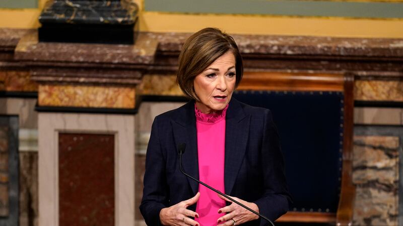 Iowa Gov. Kim Reynolds delivers her Condition of the State address before a joint session of...